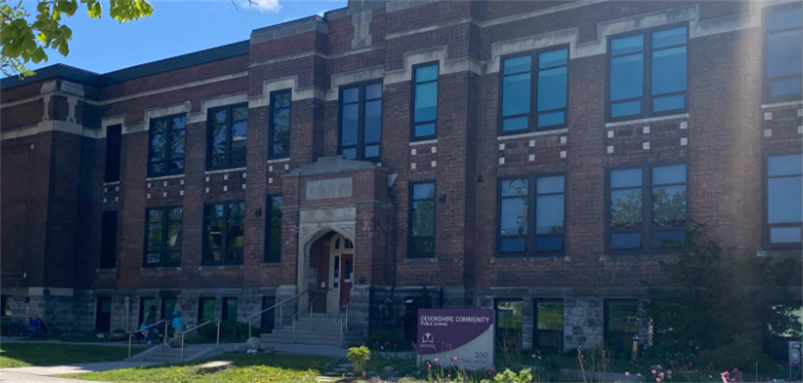 picture of the front of Devonshire school