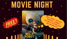 movie night poster for the Wild Robot